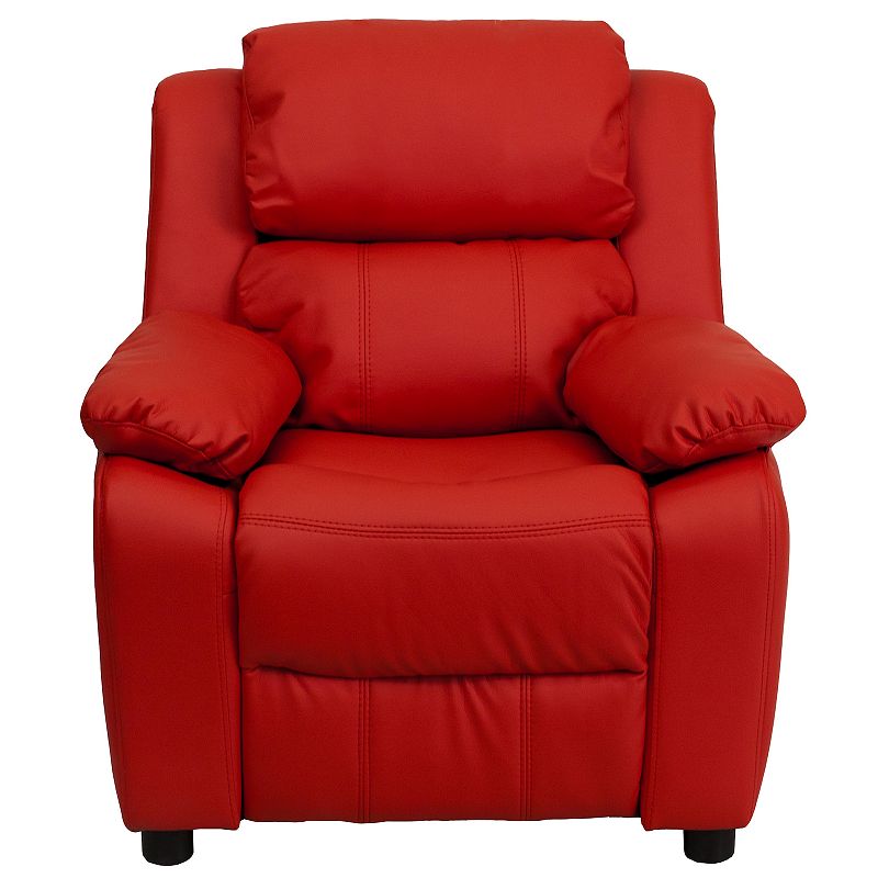 Kids Flash Furniture Deluxe Storage Arms Padded Recliner Chair