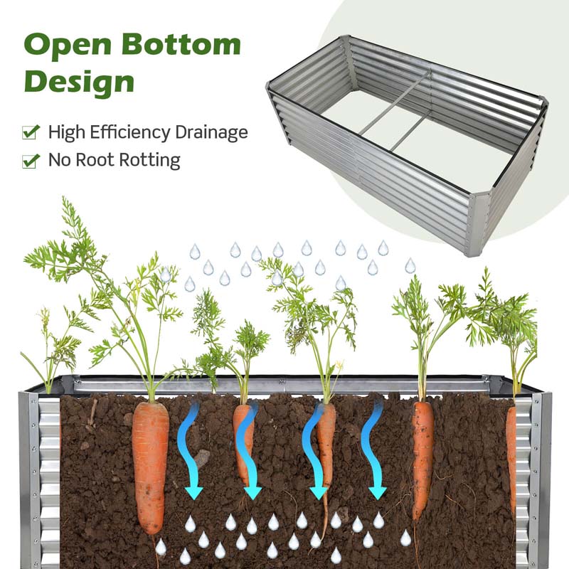 6 x 3 x 2 FT Metal Raised Garden Bed Planter Box Kit with 4 Ground Stakes, 269 Gallon Outdoor Elevated Garden Box