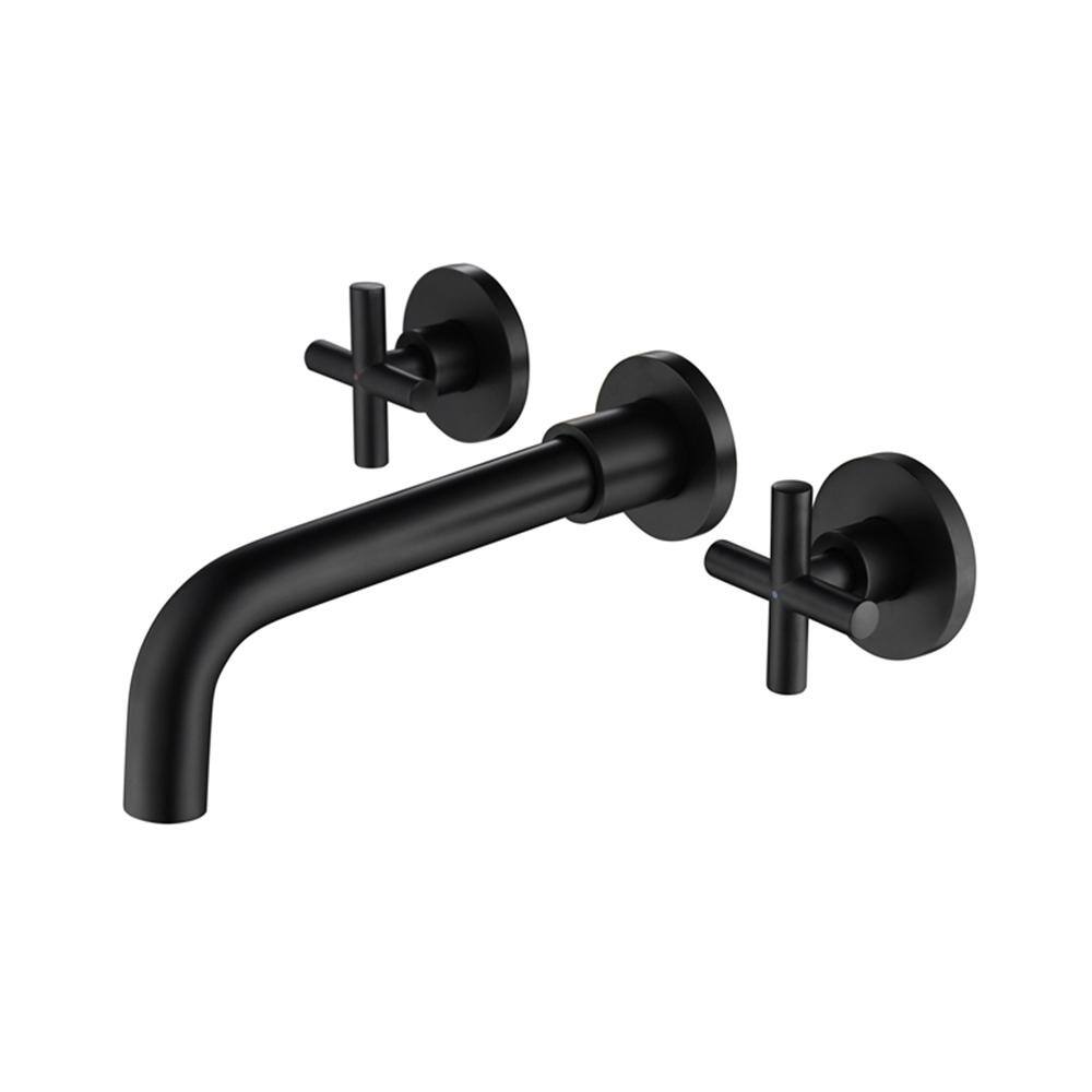 PROOX 2-Handle Wall Mount Bathroom Faucet in Matte Black PR-B1905-MB