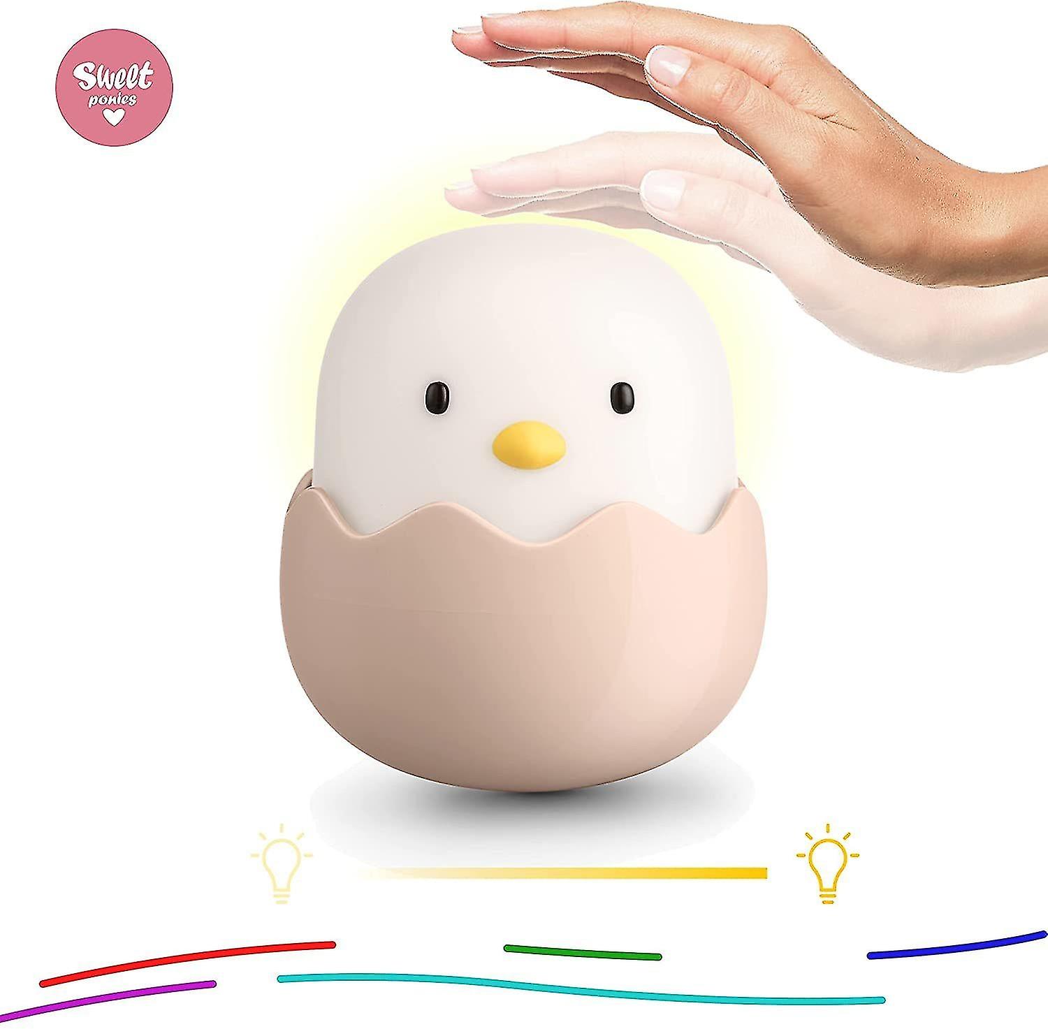 Led Children Touch Night Light Soft Silicone USB Rechargeable Animal Egg Shell Chick Bedside Lamp