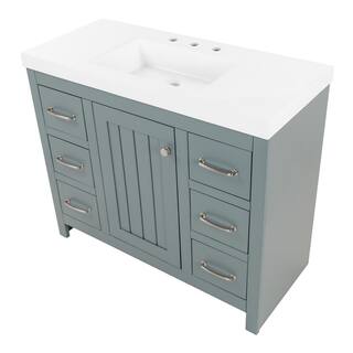 Home Decorators Collection Glint 42.5 in. W x 18.75 in. D Bath Vanity in Sage with Cultured Marble Vanity Top in White with Integrated Sink B42X20094