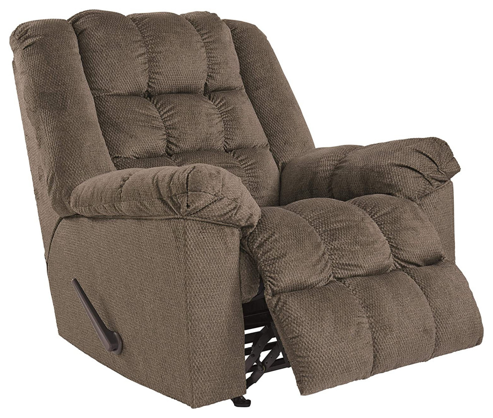 Comfortable Recliner  Heat  ampMassage Function With Tufted Seat  Light Brown   Transitional   Recliner Chairs   by Declusia  Houzz