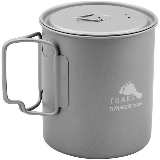 Toaks Ultralight Titanium Camping Cook Pot With Foldable Handles And Lid