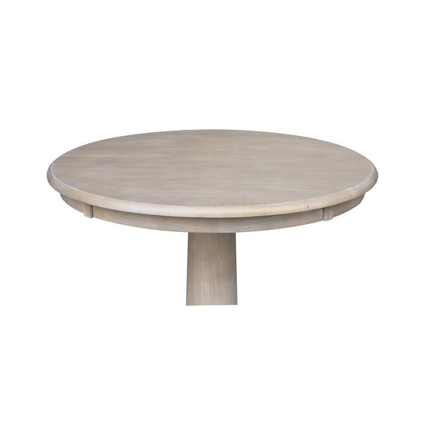 30-in. Round Washed Grey Taupe Wood Pedestal Table