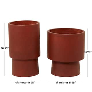 Litton Lane 17 in. and 14 in. Medium Red Magnesium Oxide Planter (2- Pack) 042648