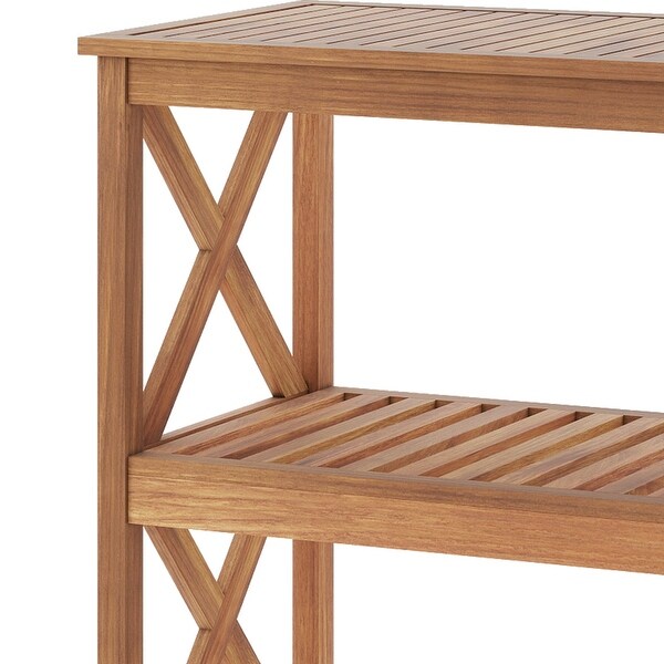 Moasis 3Tier Solid Wood Console Table AllWeather Resistant with Storage Shelves