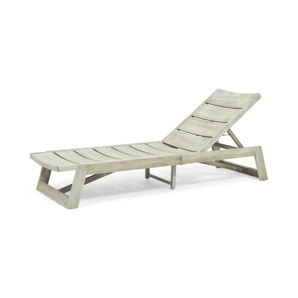 Maki Outdoor Acacia Wood Chaise Lounge (Set of 4) by Christopher Knight Home