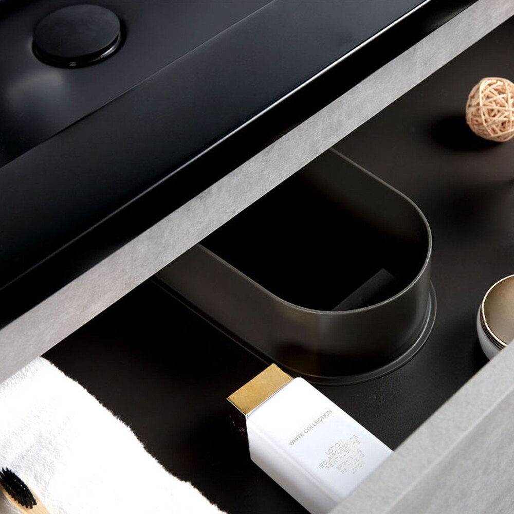 Contemporary Bathroom Vanity With Black Countertop  Venice Gray