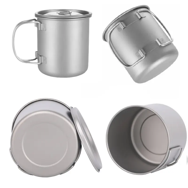 Custom Logo Pure Titanium Tableware Titanium Coffee Cup 550ml ultralight portable pot