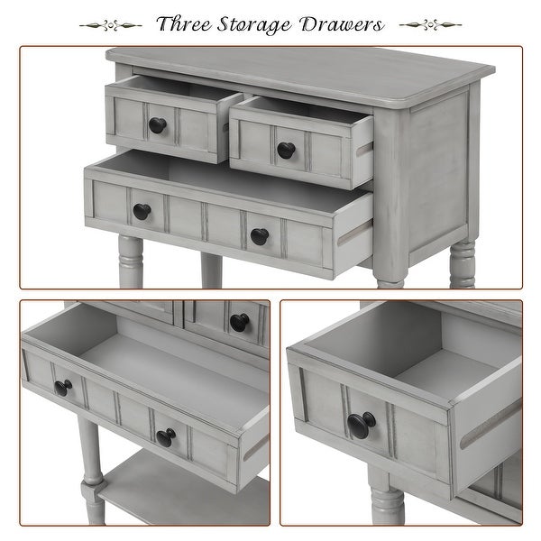 Console Table with Three Storage Drawers