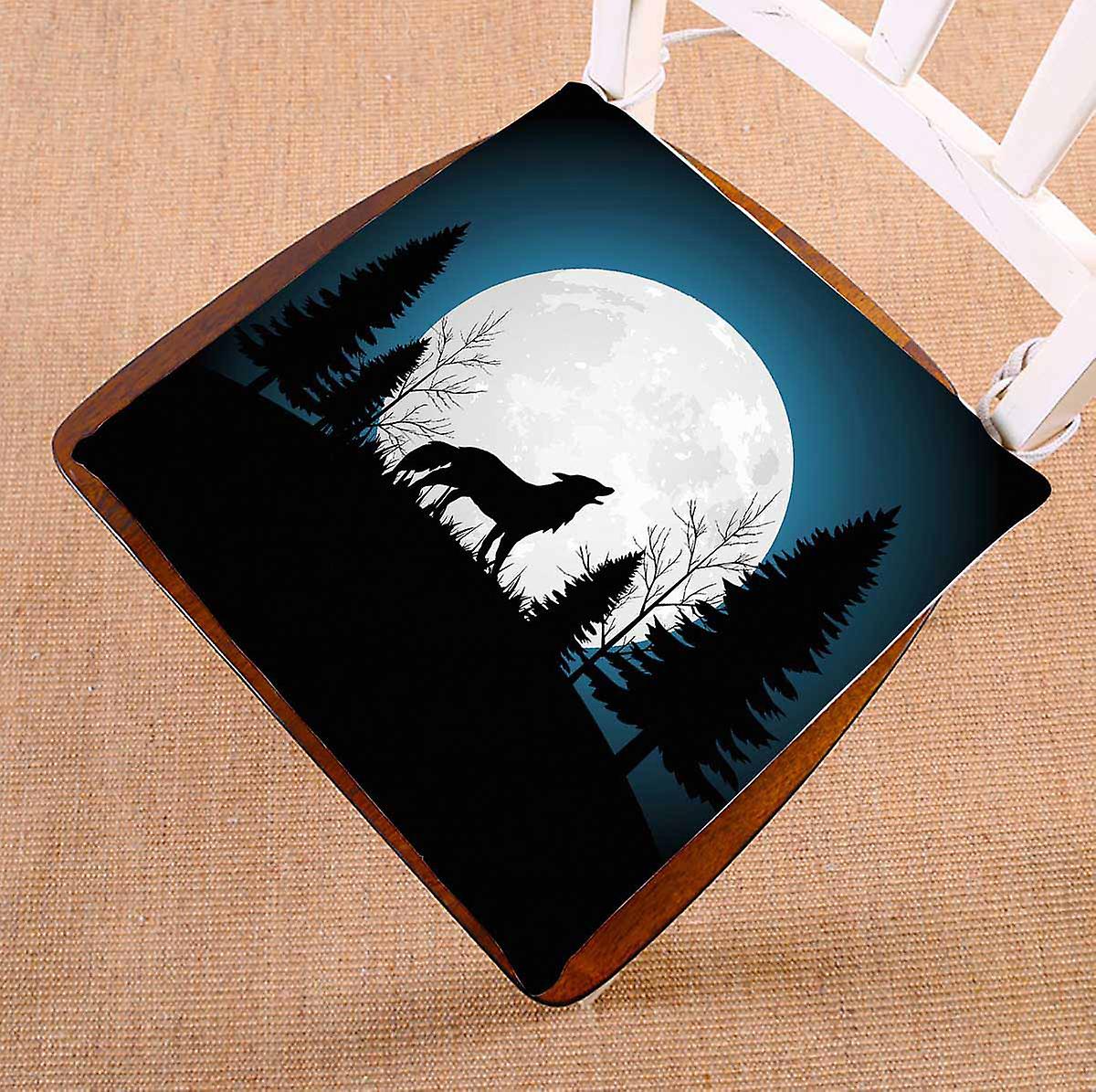 Silhouette Wolf At Night Animal Wildlife Chair Pads Chair Mat Seat Cushion Chair Cushion Floor Cushion 45x45 Cm