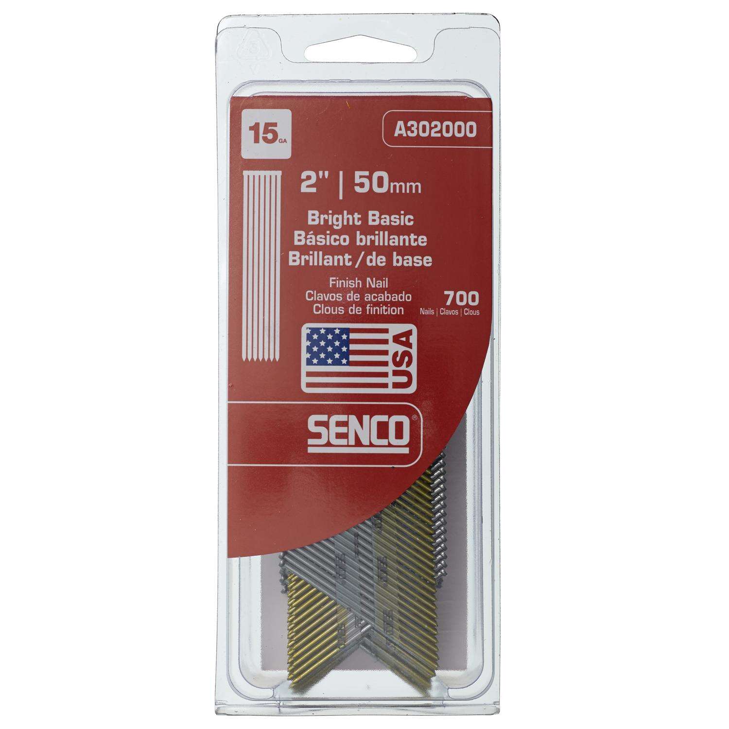 Senco 2 in. 15 Ga. Angled Strip Bright Finish Nails 34 deg 700 pk