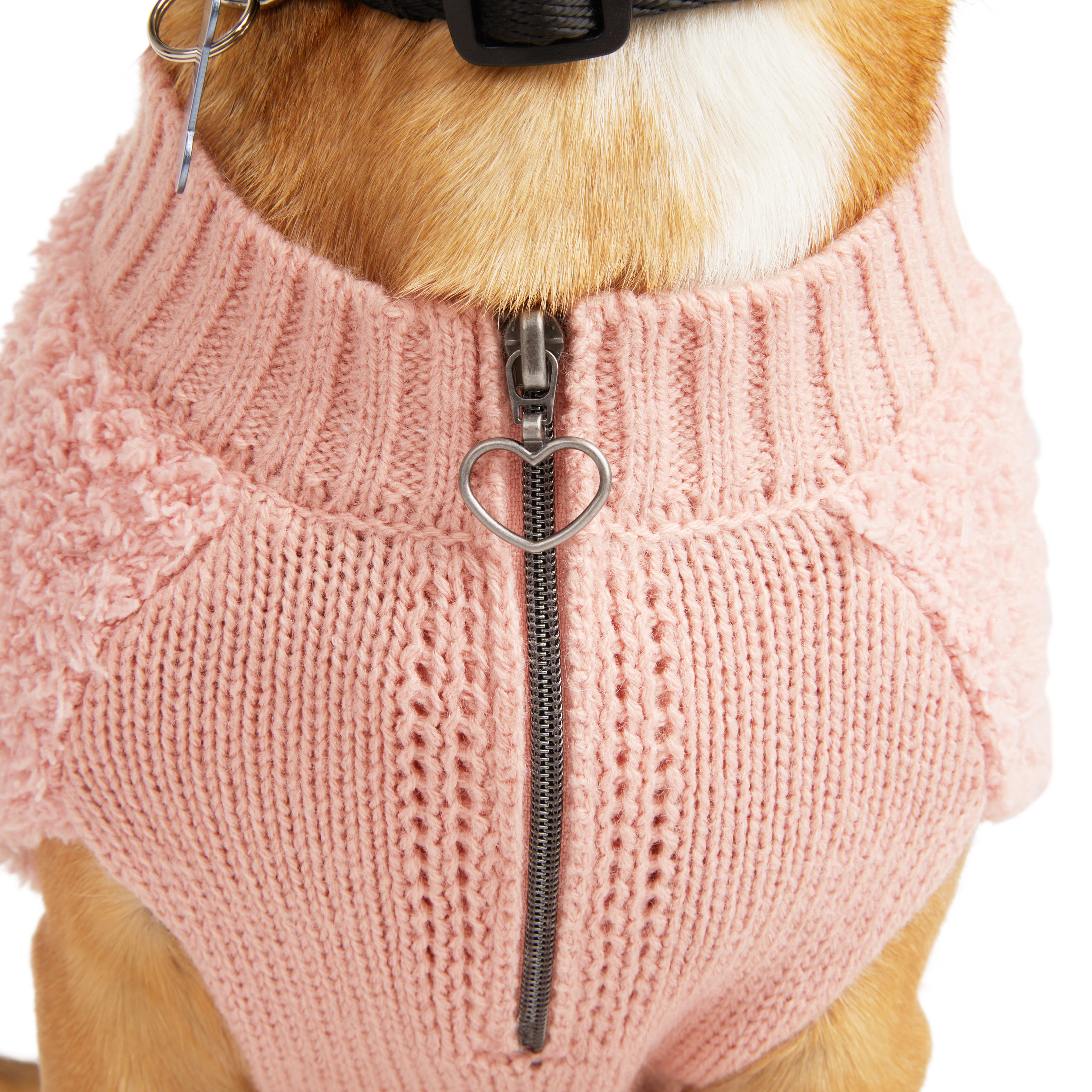 YOULY Pink Fuzzy Dog Sweater， XX-Small