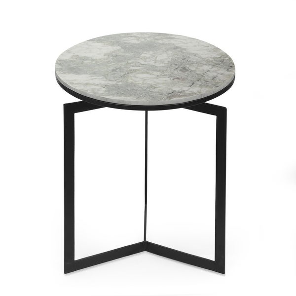 Brenizer Modern Glam Handcrafted Marble Top Side Table by Christopher Knight Home - 17.00