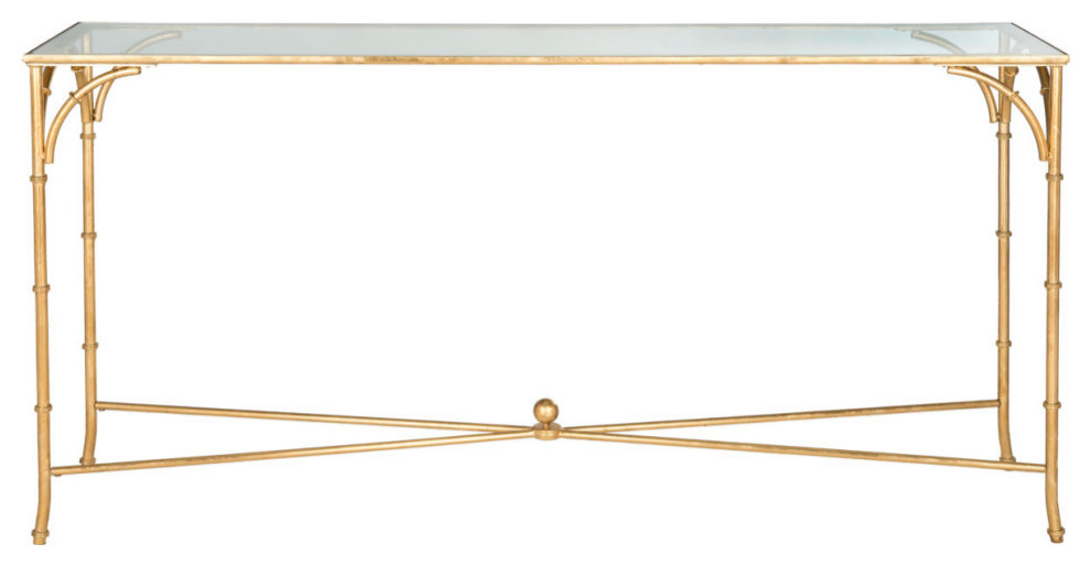 Rico Console Gold/ Tempered Glass Top   Asian   Console Tables   by AED Luxury Home Decor  Houzz