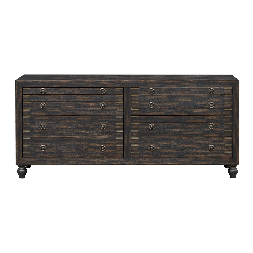 Mid century Modern Six Drawer Storage Credenza/Sideboard with Pull out Trays   Weathered Black