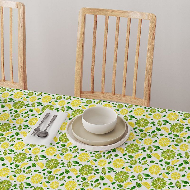 Round Tablecloth， 100% Cotton， 60 Round， Citrus Summer