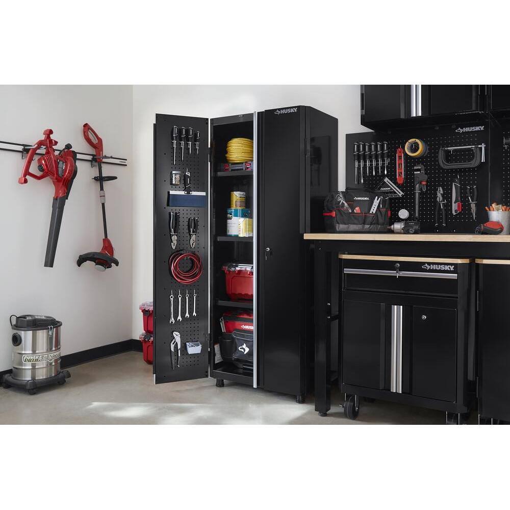 Husky Ready-to-Assemble 24-Gauge Steel Freestanding Garage Cabinet in Black (30 in. W x 72 in. H x 18 in. D) G3002T-US