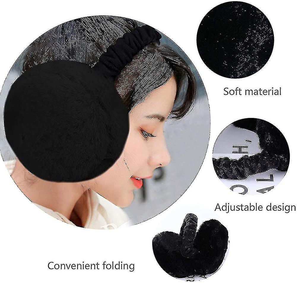 Women Earmuffs - 1/2 Piece Winter Ear Muffs Adjustable Faux Fur Ear Warmer Warm