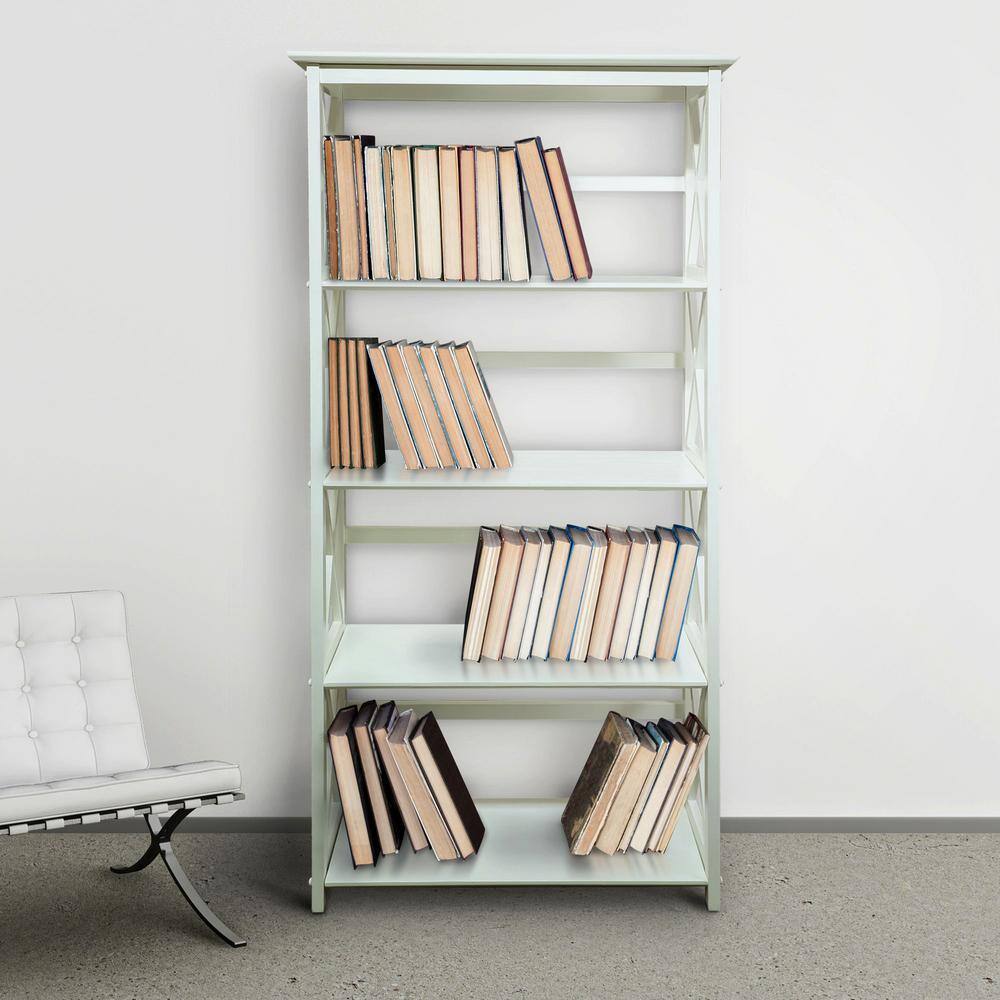 Casual Home 63 in. H White New Wood 4-Shelf Etagere Bookcase with Open Back N324-51