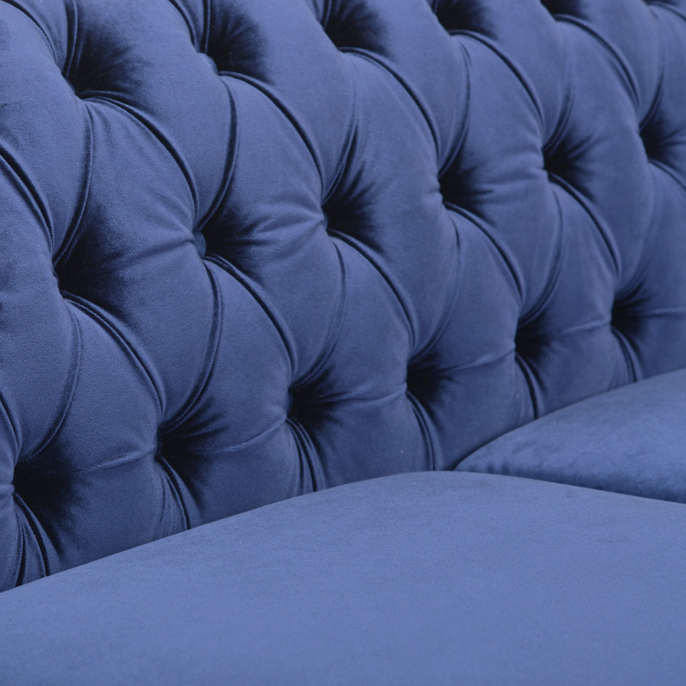 Garrison Tufted Chesterfield Velvet 3 Seater Sofa   Traditional   Sofas   by GDFStudio  Houzz