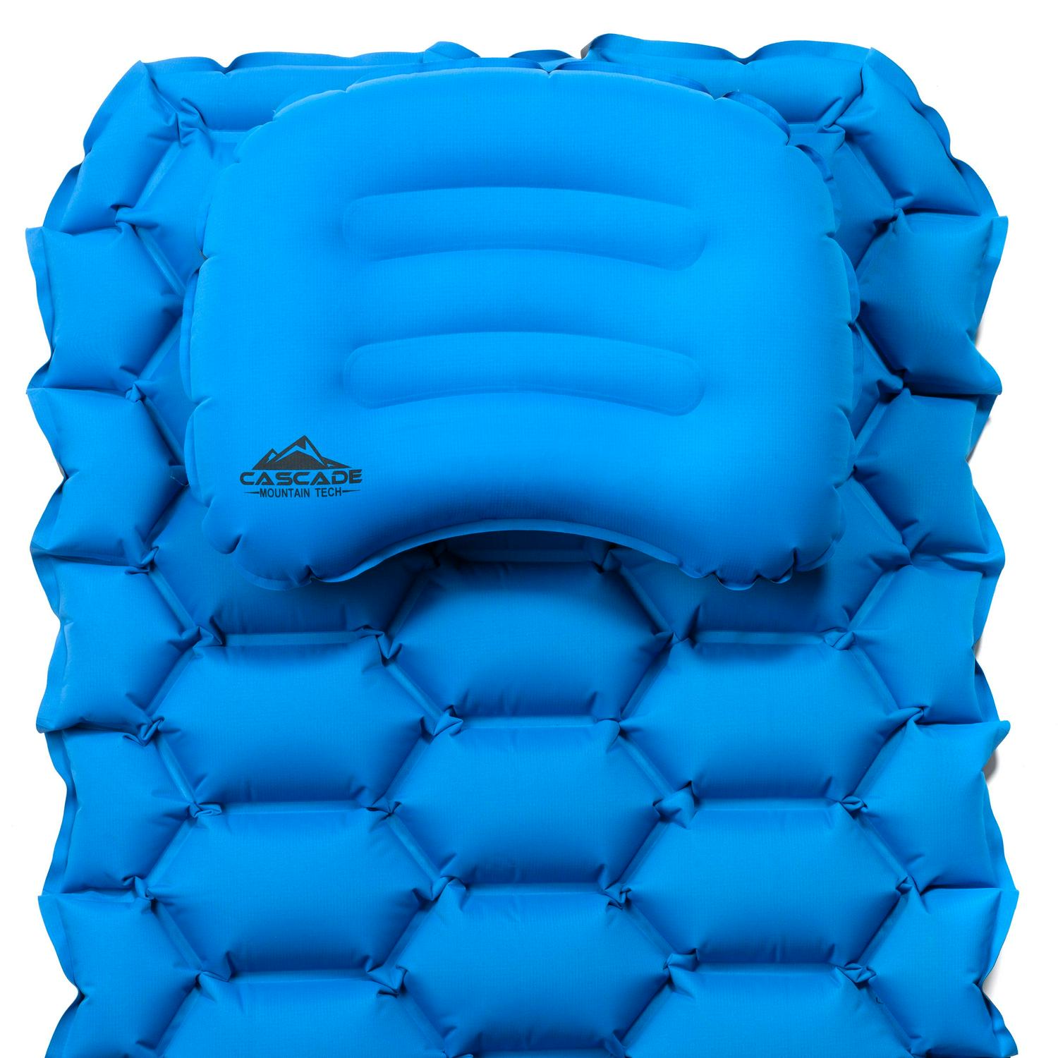 Cascade Mountain Tech Insulated Sleeping Pad with Pillow  Blue