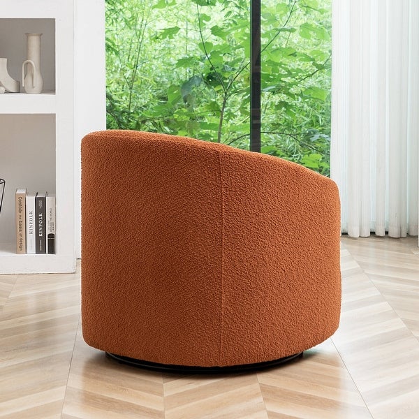 Modern Boucle Upholstered Swivel Barrel Armchair