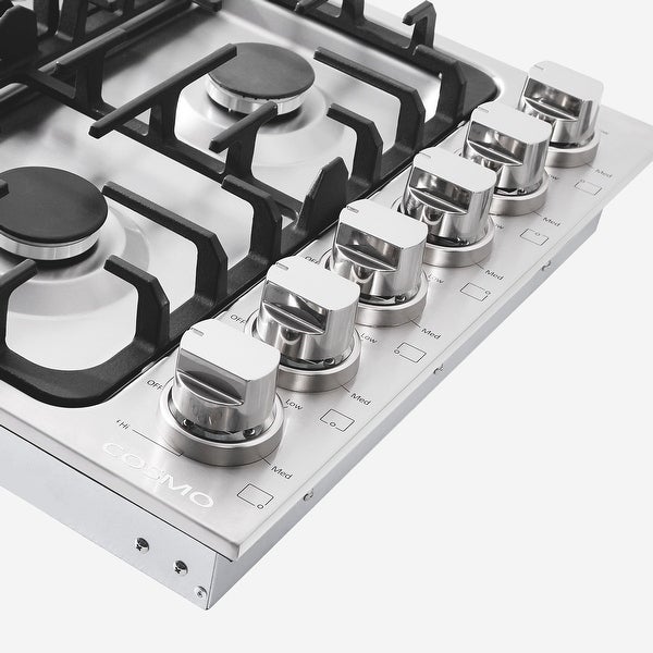 36 in. Gas Cooktop in Stainless Steel with 6 Italian Made Burners - 36 in.