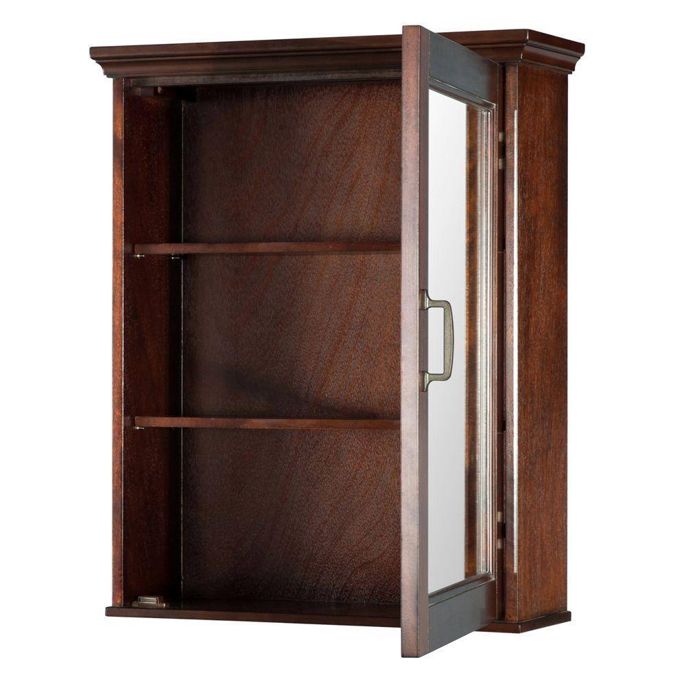 Home Decorators Collection Ashburn 23 in. W x 28 in. H x 7-34 in. D Framed Surface-Mount Bathroom Medicine Cabinet in Mahogany ASGC2328