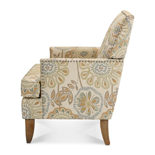 Fabric Accent Chairs for Living Room with Nailheads