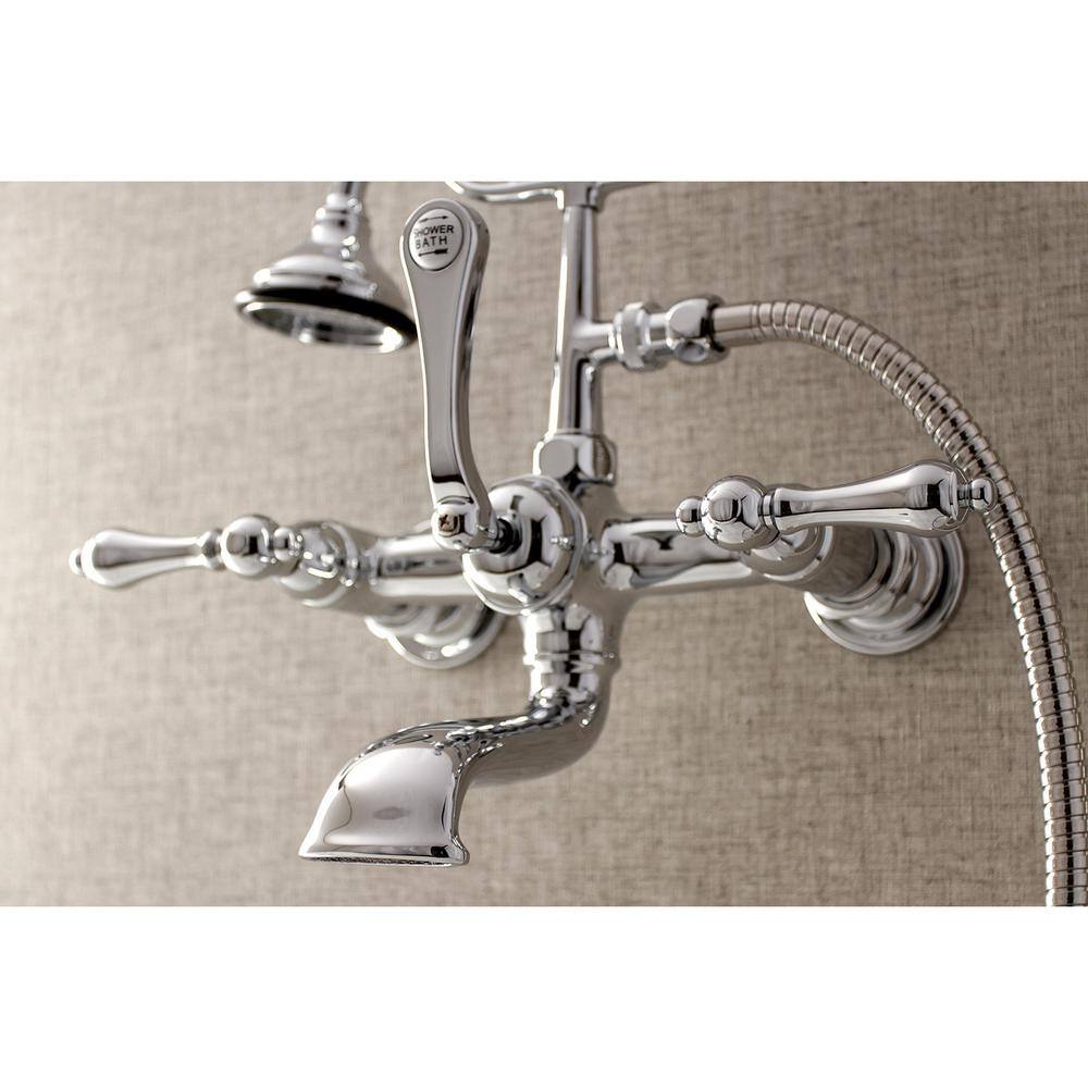 Kingston Brass Vintage 7 in. Center 3-Handle Claw Foot Tub Faucet with Handshower in Chrome HAE552T1