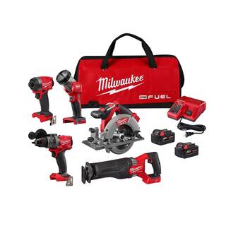 MW M18 FUEL 18V Lithium-Ion Brushless Cordless Combo Kit (5-Tool) with Two 5.0 Ah Batteries 1 Charger 1 Tool Bag 3697-25