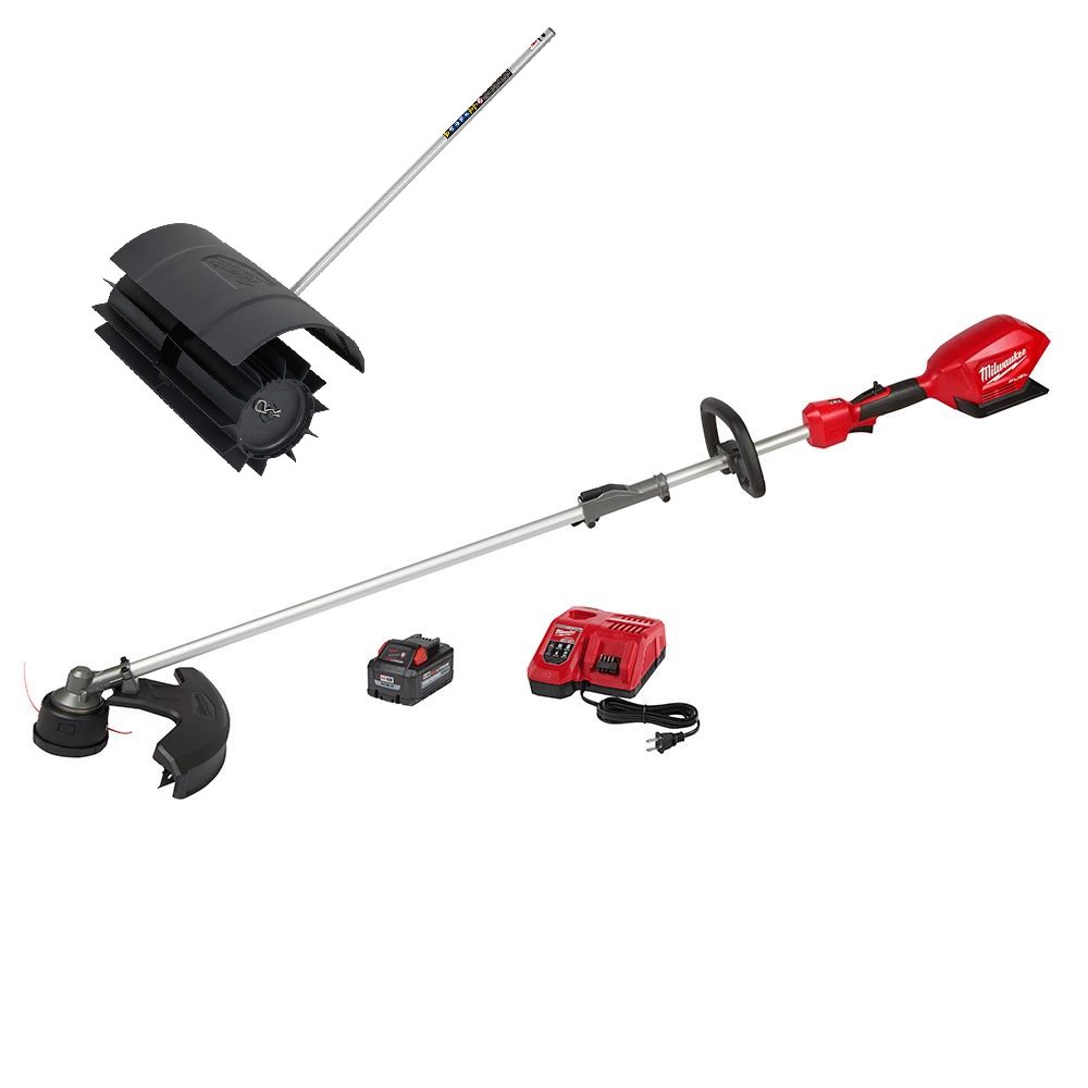 Milwaukee M18 FUEL QUIK-LOK String Trimmer Kit & Rubber Broom Attachment Bundle