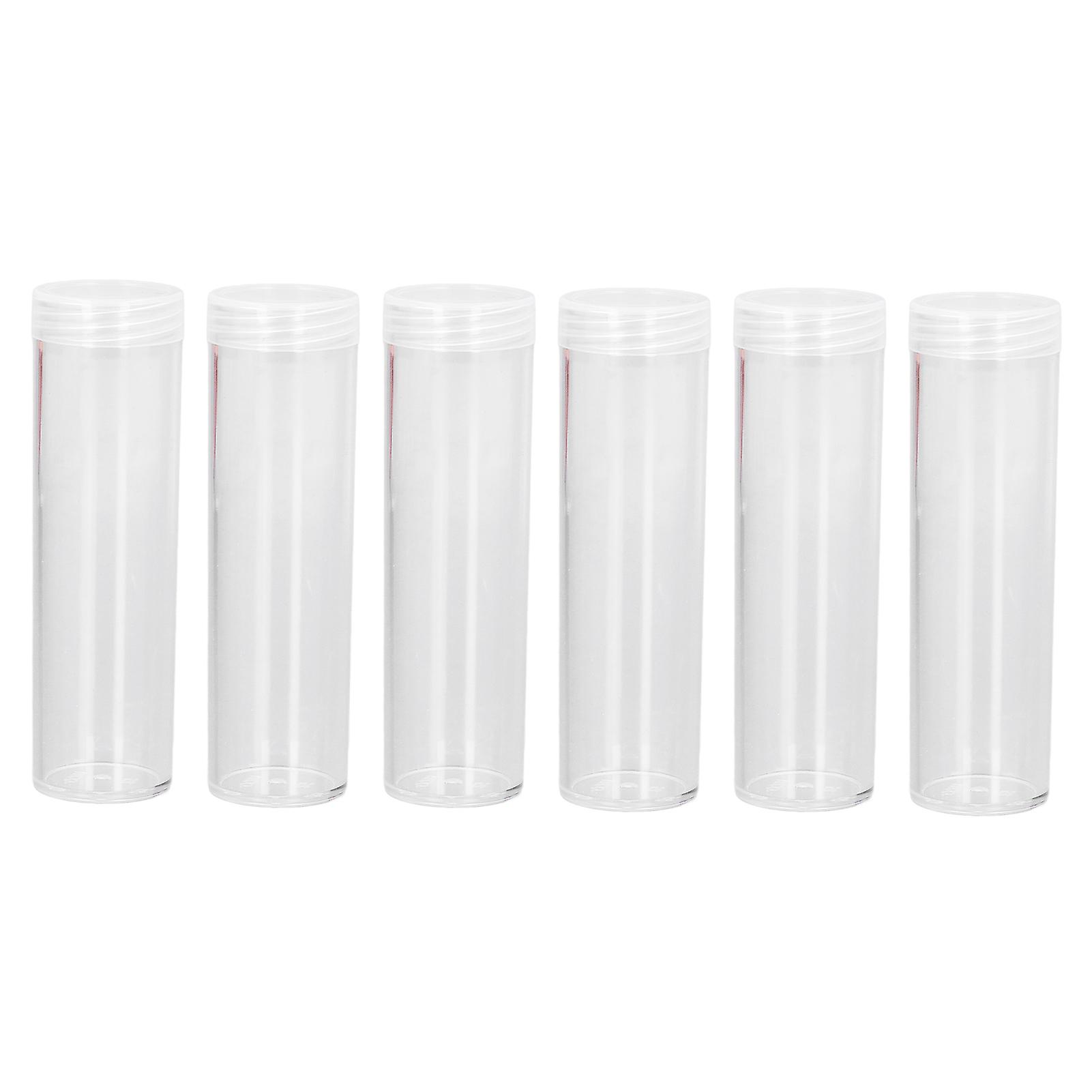 Round Clear Coin Tube Plastic Coin Storage Tubes With Cushion Sponge For 25mm / 0.98in Coins Collection