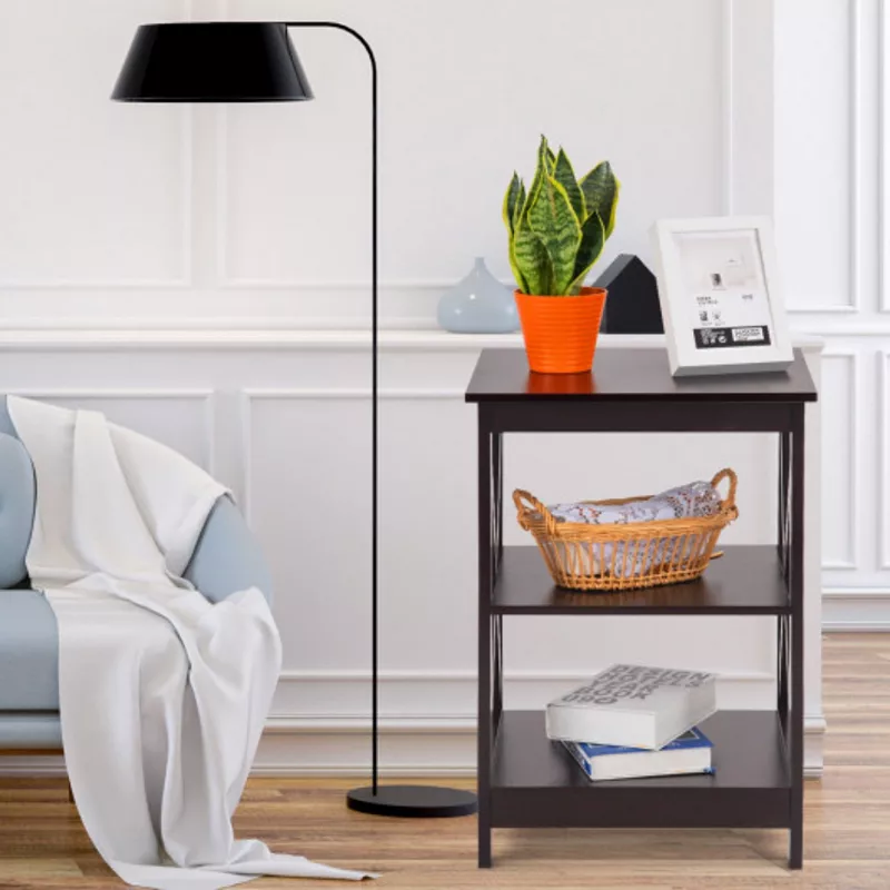 3-Tier Living Room Display Storage Shelf Nightstand