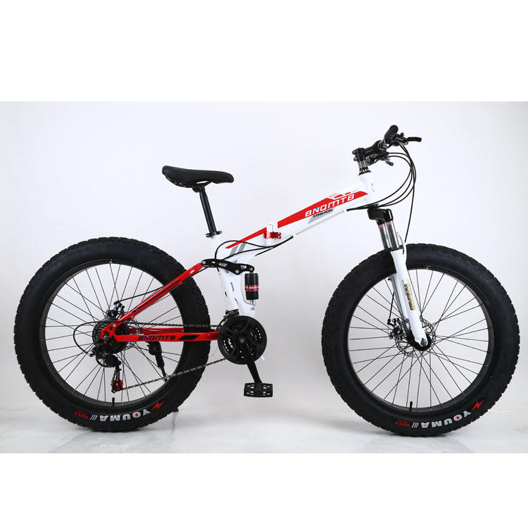 2023 factory supply 26 inch 21 speed double disc brake high carbon steel frame  folding mountain bike spoke rim fat tire bicycle