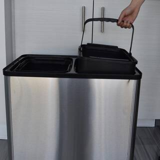 iTouchless 16 Gal. Dual-Compartment Stainless Steel Touchless Trash Can and Recycling Bin (8 Gal each) IT16RES