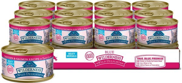 Blue Buffalo Wilderness Wild Delights Chicken and Salmon in Tasty Gravy Grain-Free Canned Cat Food