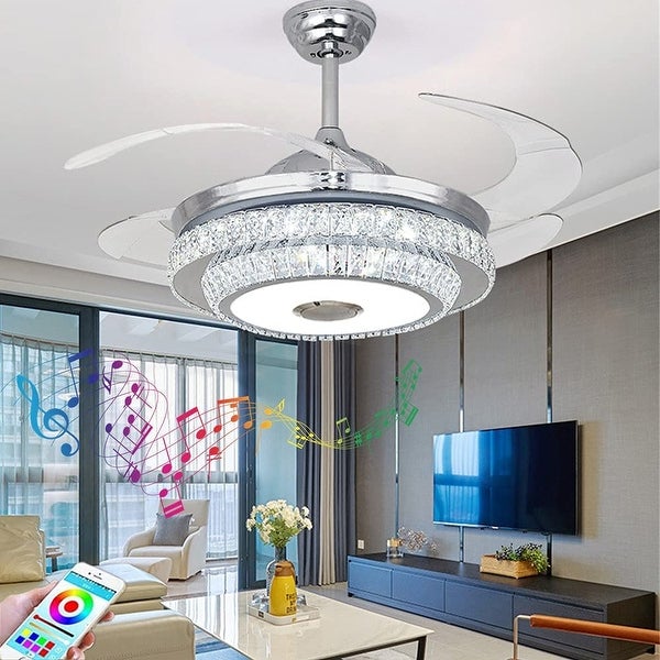 42 Inch Modern Ceiling Fan with 7 Colors Dimmable LED Lights， Bluetooth Music Player Remote Control Invisible Shopping - The Best Deals on Ceiling Fans | 41540850