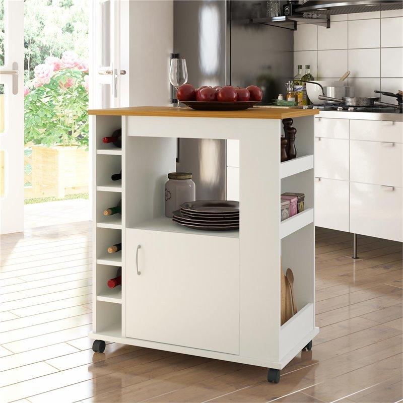 Pemberly Row Traditional Kitchen Cart in White