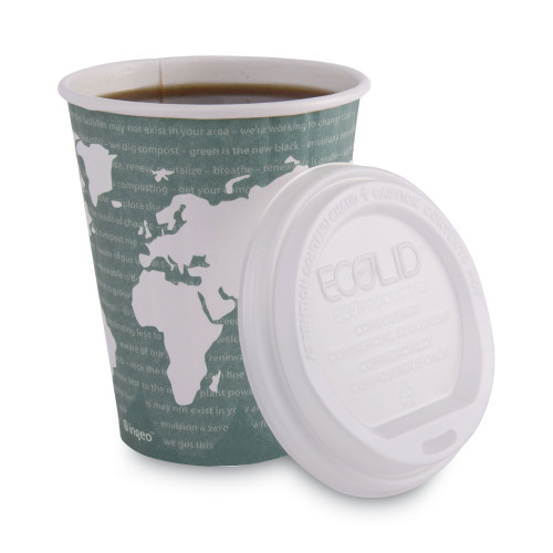 Eco-Products World Art Renewable and Compostable Insulated Hot Cups， PLA， 12 oz， 40/Packs， 15 Packs/Carton (EPBNHC12WD)