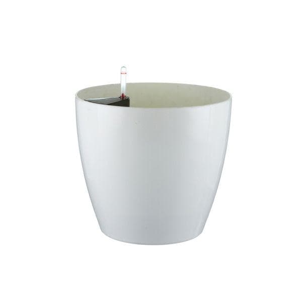 13.5 inch (34 cm) GW 07 Self Watering Round Plastic Planter (White)