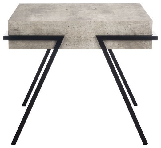 Gettie Square Accent Table  Light Gray/Black   Industrial   Side Tables And End Tables   by Rustic Home Furniture Deco  Houzz