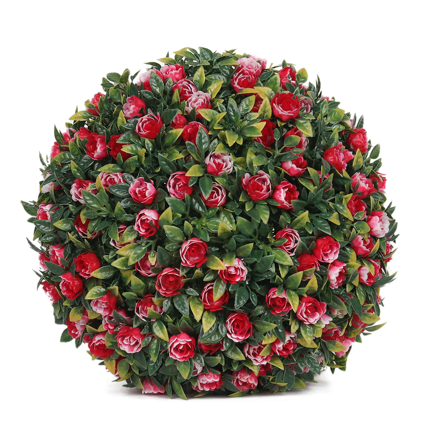 Q14 Home Garden Decorative Supplies Plastic Hanging Wall Artificial Red Rose Flower Topiary Ball Plant