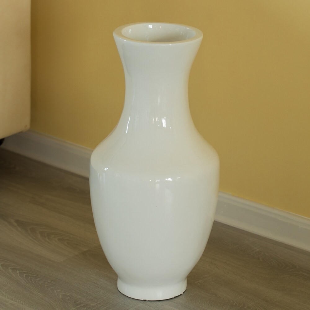 Modern Large flower vase  White Unique Trumpet Floor Vase  22 Inch High Floor Vase  Home Interior Decoration  Modern Floor Vase