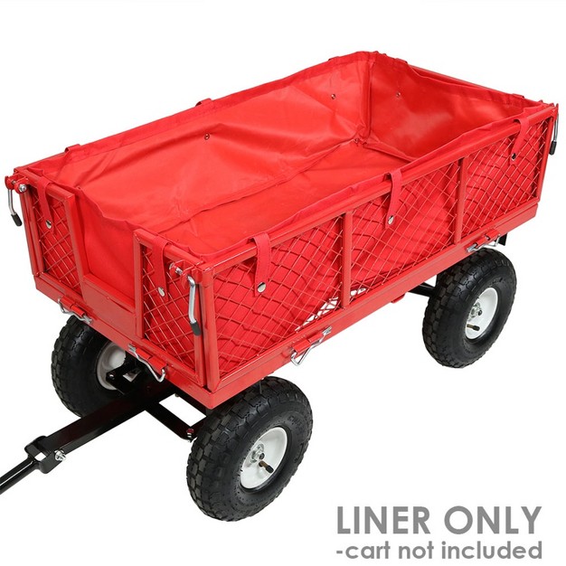 Sunnydaze Outdoor Lawn And Garden Weather resistant Heavy duty Polyester Utility Wagon Cart Protective Liner Red