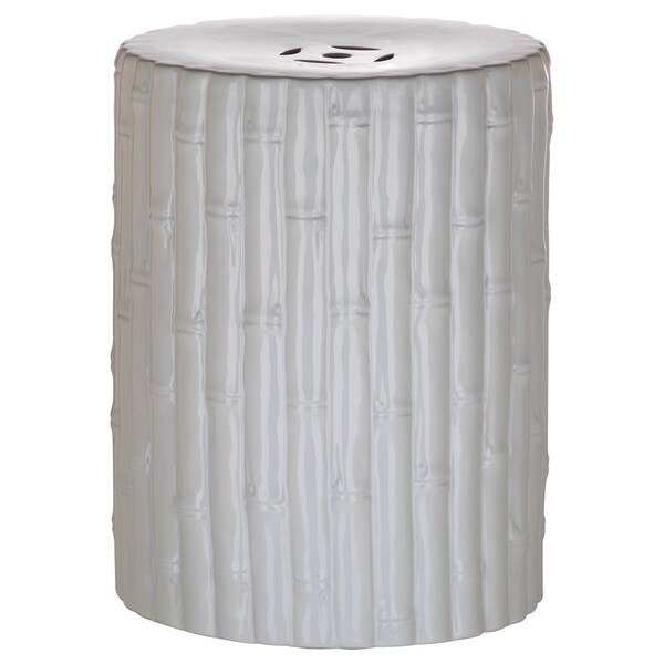 SAFAVIEH Bamboo White Ceramic Decorative Garden Stool