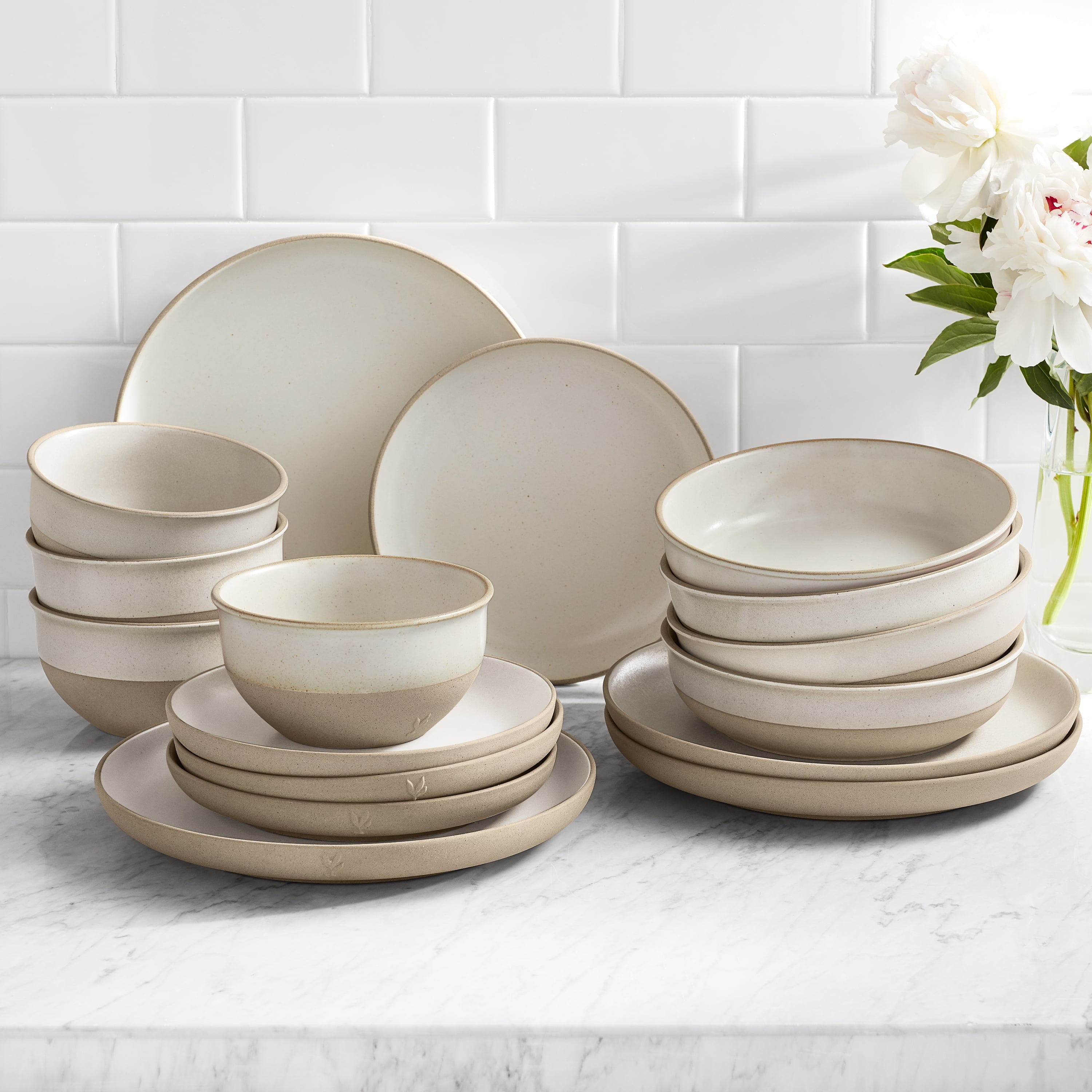 Better Homes and Gardens Cream 16-Piece Dinnerware Set by Dave and Jenny Marrs