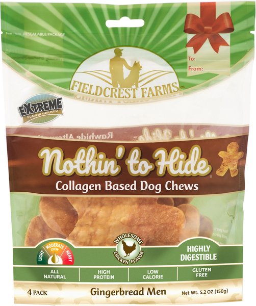 Fieldcrest Farms Nothin To Hide Gingerbread Man Chicken Dog Treats， 4 count