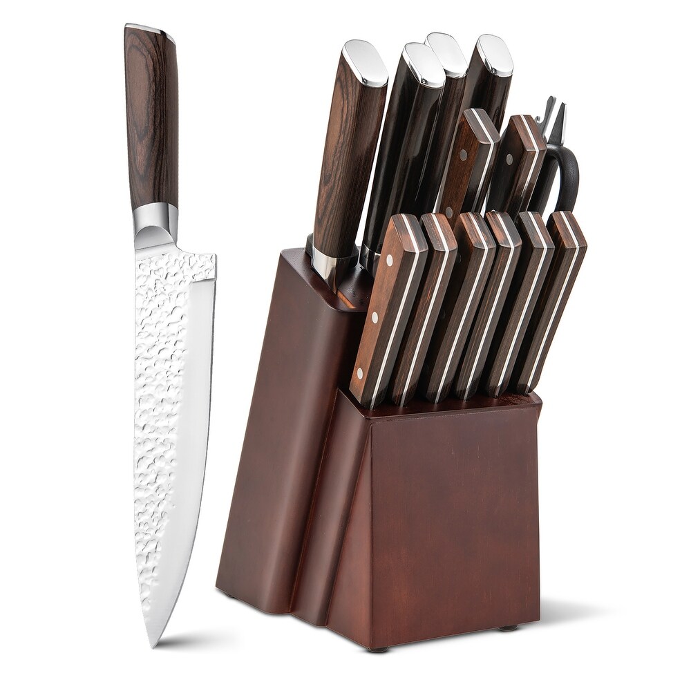 Costway Kitchen Knife Set 15pcs Stainless Steel Knife Block Set w/   See Details